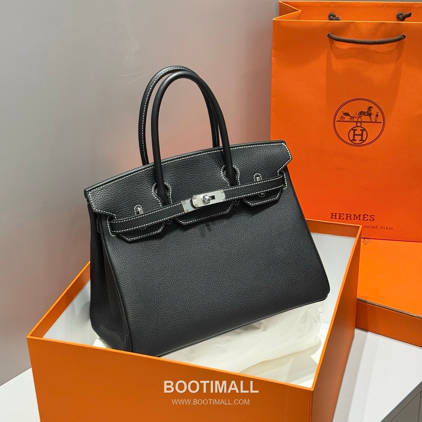 Hermes Birkin 30 Black Amber Yellow Togo Leather Handbag 에르메스 버킨 30 1311001 블랙 앰버 옐로우 토고 레더 핸드백 30cm 4