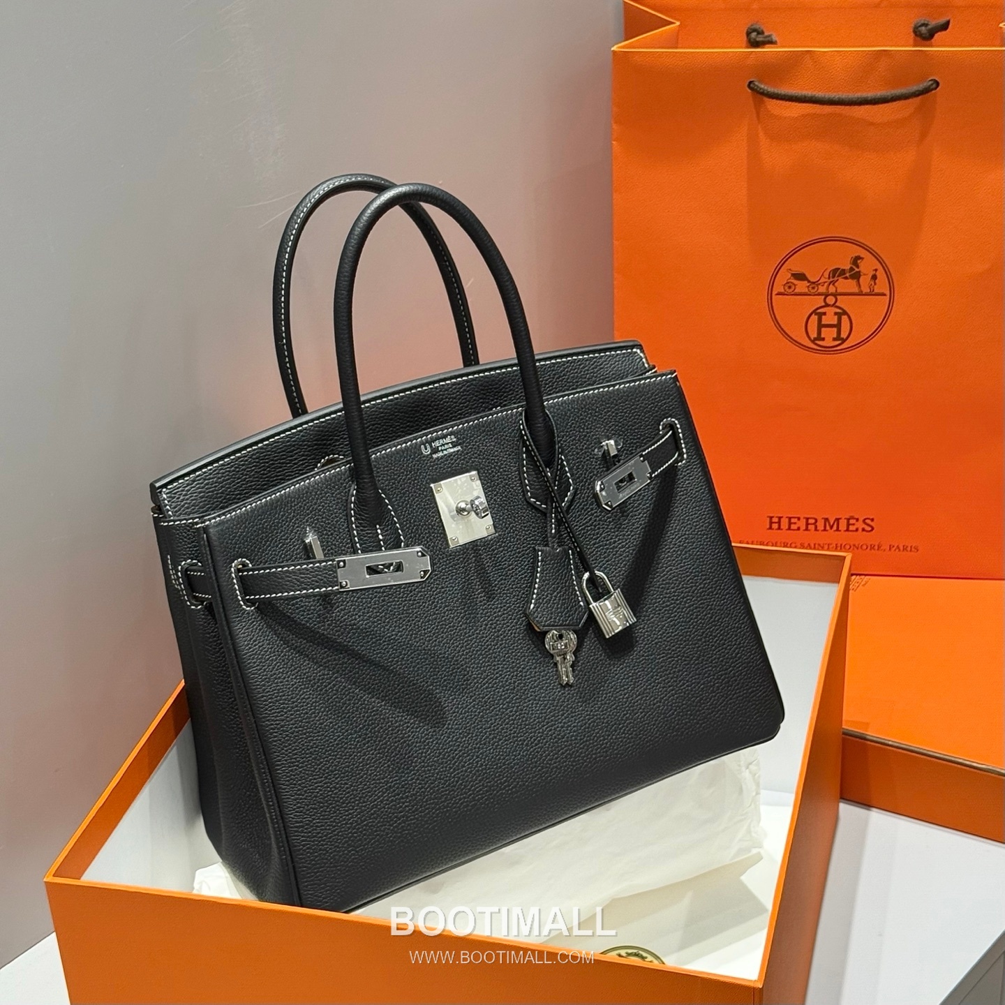 Hermes Birkin 30 Black Amber Yellow Togo Leather Handbag 에르메스 버킨 30 1311001 블랙 앰버 옐로우 토고 레더 핸드백 30cm 6