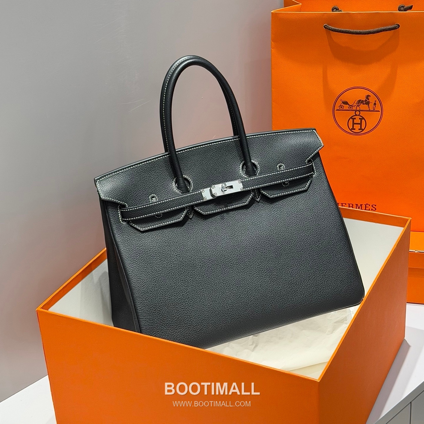 Hermes Birkin 35 Black Amber Yellow Togo Leather Handbag 에르메스 버킨 35 11120013 블랙 앰버 옐로우 토고 레더 핸드백 35cm 4