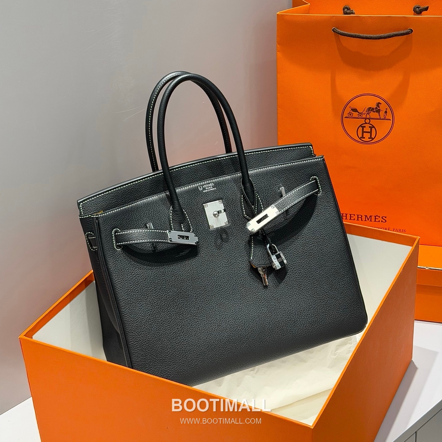 Hermes Birkin 35 Black Amber Yellow Togo Leather Handbag 에르메스 버킨 35 11120013 블랙 앰버 옐로우 토고 레더 핸드백 35cm 6