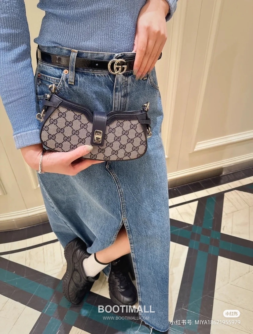 Gucci Jackie 1961 Mini GG Canvas Black Leather Shoulder Bag 구찌 재키 1961 미니 786015 GG 캔버스 블랙 레더 숄더백 21cm 5