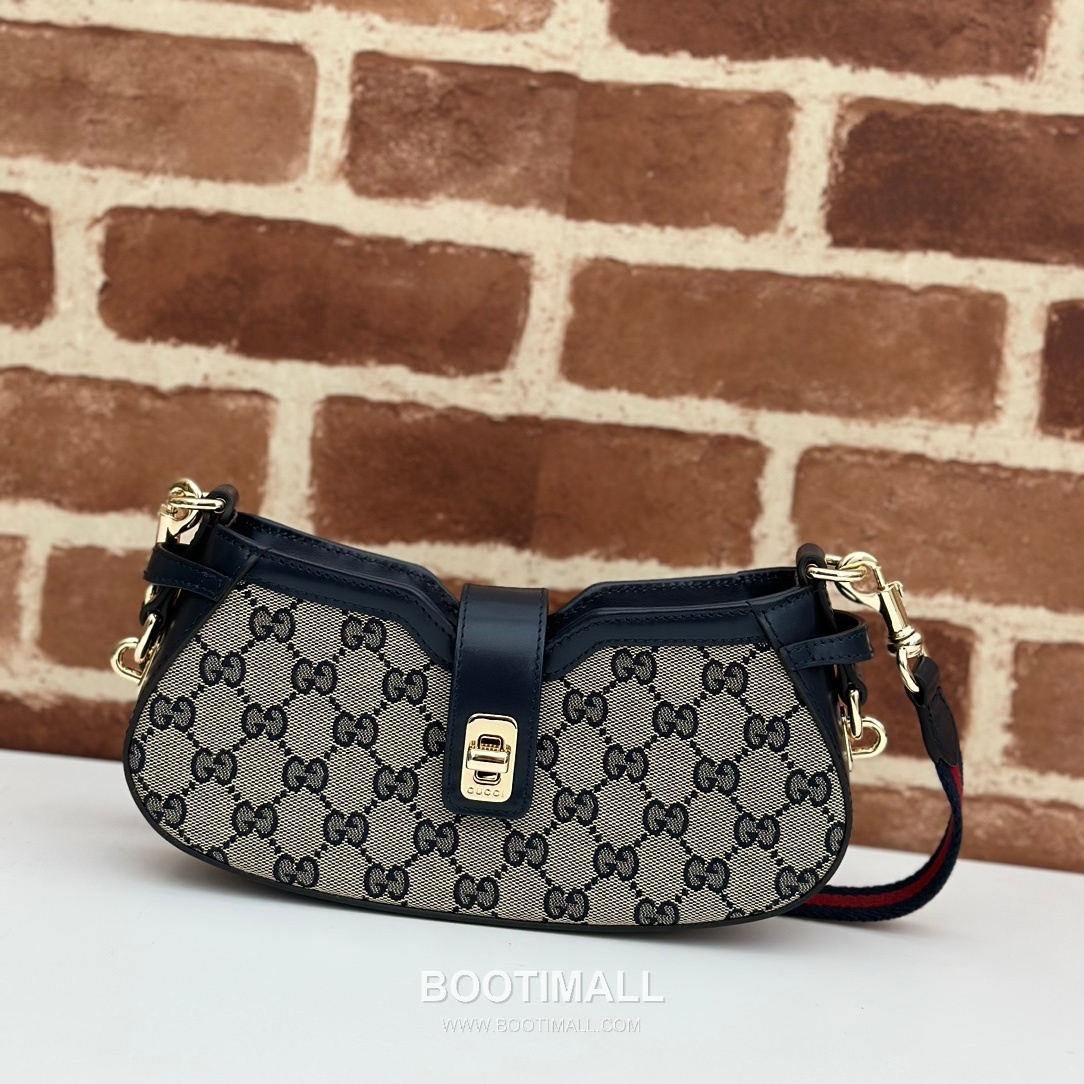 Gucci Jackie 1961 Mini GG Canvas Black Leather Shoulder Bag 구찌 재키 1961 미니 786015 GG 캔버스 블랙 레더 숄더백 21cm 8