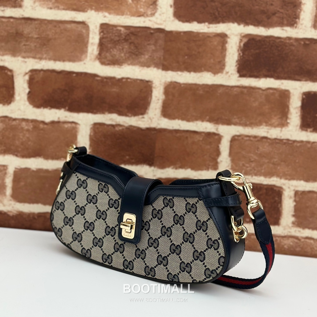 Gucci Jackie 1961 Mini GG Canvas Black Leather Shoulder Bag 구찌 재키 1961 미니 786015 GG 캔버스 블랙 레더 숄더백 21cm 9