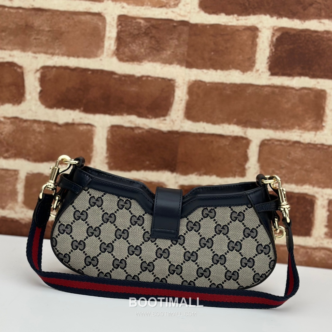 Gucci Jackie 1961 Mini GG Canvas Black Leather Shoulder Bag 구찌 재키 1961 미니 786015 GG 캔버스 블랙 레더 숄더백 21cm 10