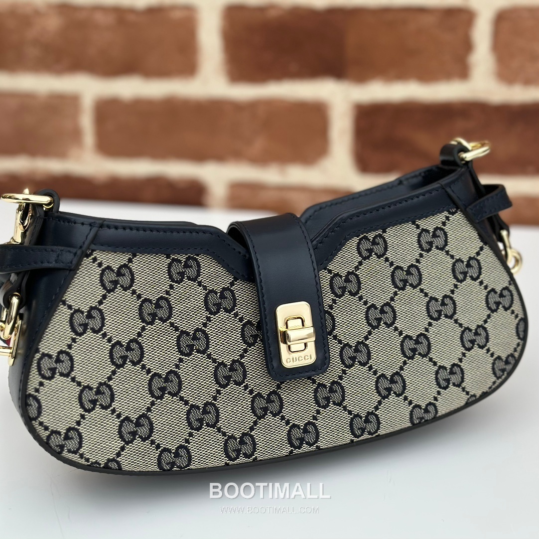 Gucci Jackie 1961 Mini GG Canvas Black Leather Shoulder Bag 구찌 재키 1961 미니 786015 GG 캔버스 블랙 레더 숄더백 21cm 13