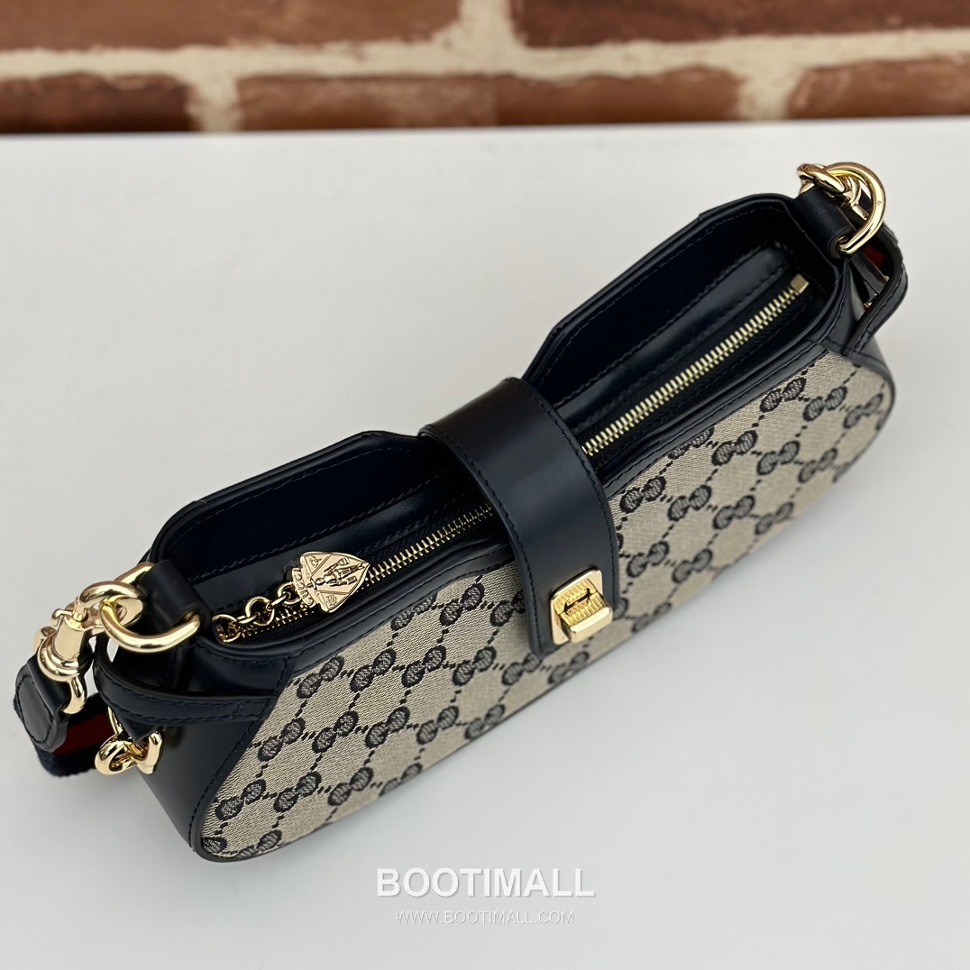 Gucci Jackie 1961 Mini GG Canvas Black Leather Shoulder Bag 구찌 재키 1961 미니 786015 GG 캔버스 블랙 레더 숄더백 21cm 15