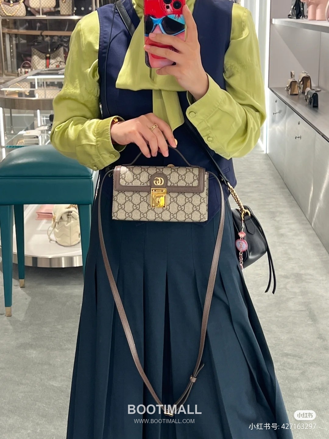 Gucci GG Marmont Box Bag 772314 GG Supreme Canvas Beige Brown Shoulder Bag 구찌 GG 마몽 박스백 772314 GG 수프림 캔버스 베이지 브라운 숄더백 18cm 6