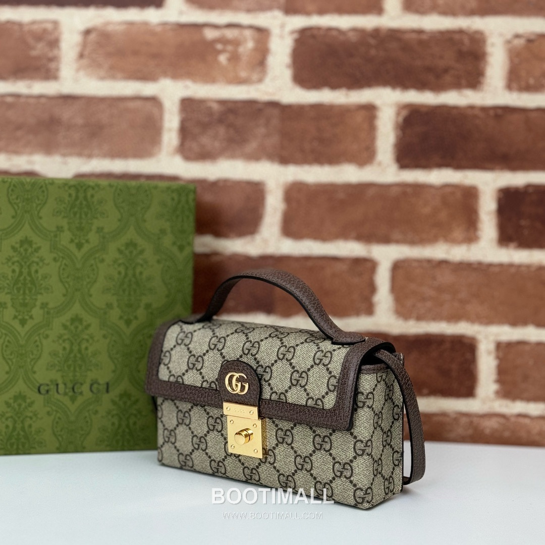 Gucci GG Marmont Box Bag 772314 GG Supreme Canvas Beige Brown Shoulder Bag 구찌 GG 마몽 박스백 772314 GG 수프림 캔버스 베이지 브라운 숄더백 18cm 8