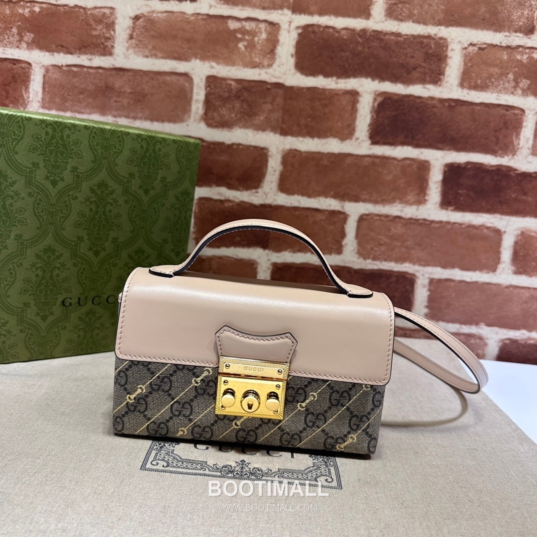 Gucci Padlock GG Supreme Canvas Beige Leather Box Bag 구찌 패드락 774342 GG 수프림 캔버스 베이지 레더 박스백 20cm 4