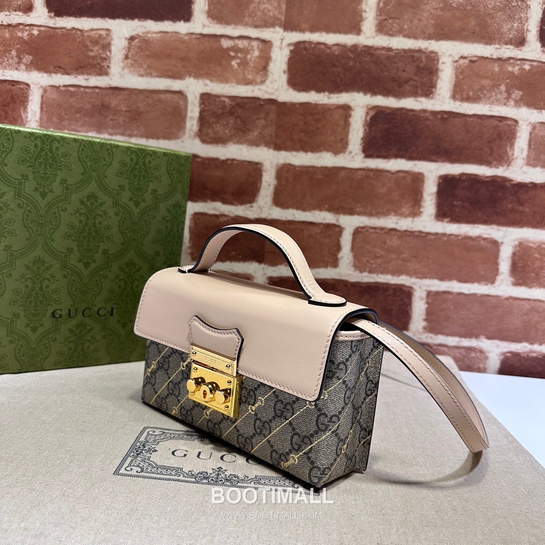 Gucci Padlock GG Supreme Canvas Beige Leather Box Bag 구찌 패드락 774342 GG 수프림 캔버스 베이지 레더 박스백 20cm 5