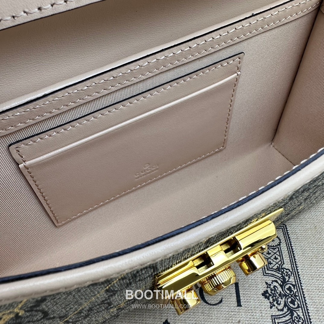 Gucci Padlock GG Supreme Canvas Beige Leather Box Bag 구찌 패드락 774342 GG 수프림 캔버스 베이지 레더 박스백 20cm 12