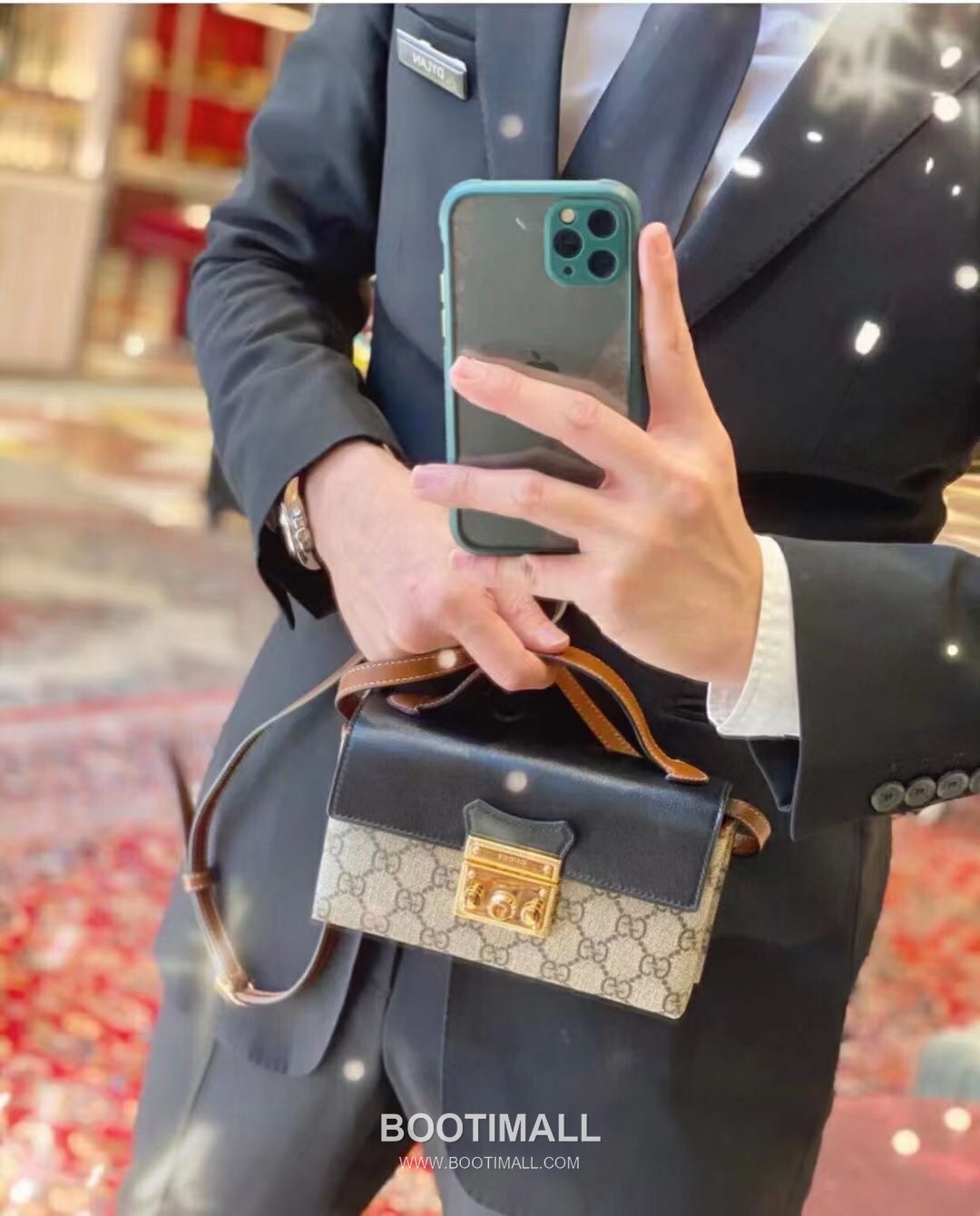 Gucci Padlock Mini GG Supreme Canvas Leather Brown Black Crossbody Bag 구찌 패드락 미니 652683 GG 수프림 캔버스 레더 브라운 블랙 크로스백 18cm 2