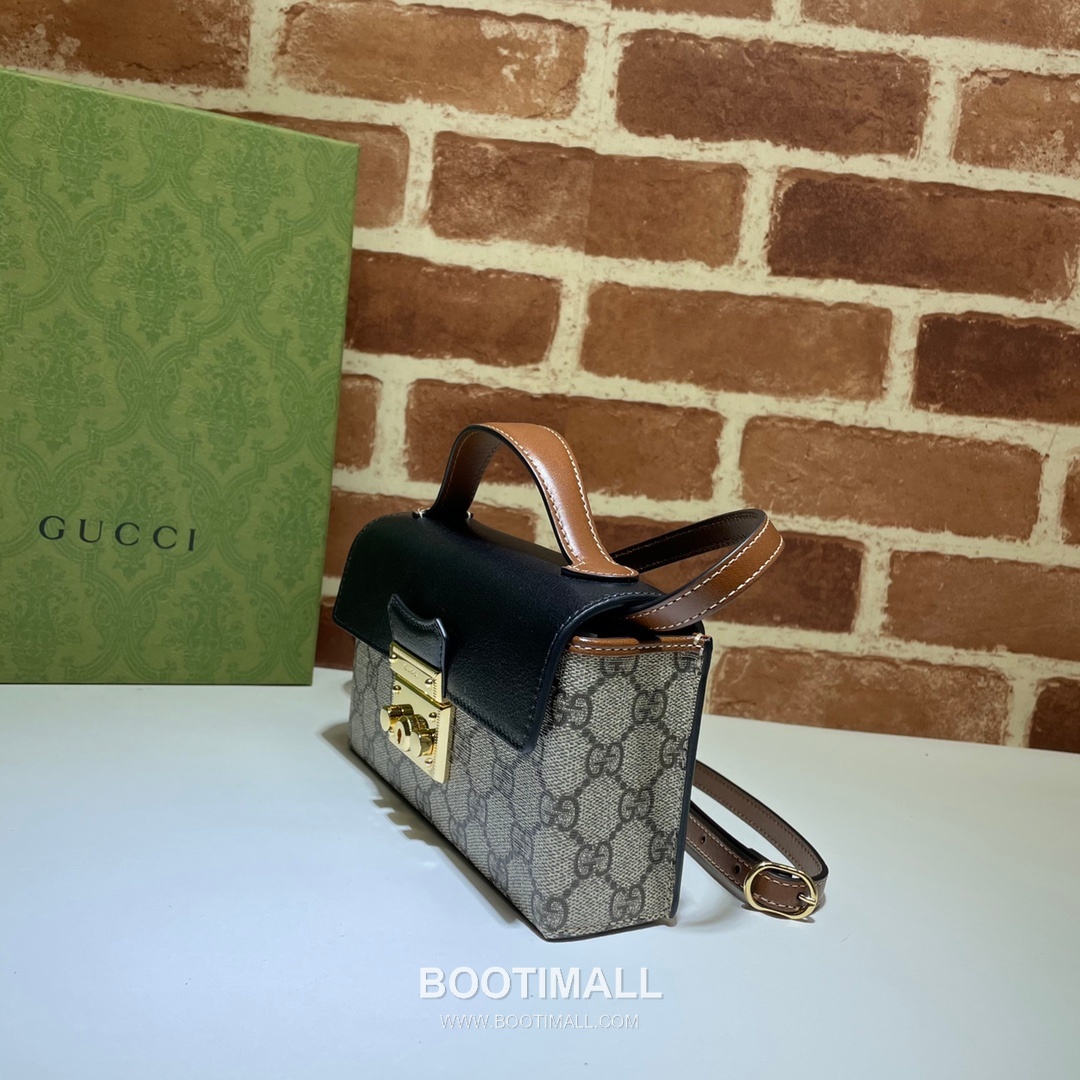 Gucci Padlock Mini GG Supreme Canvas Leather Brown Black Crossbody Bag 구찌 패드락 미니 652683 GG 수프림 캔버스 레더 브라운 블랙 크로스백 18cm 8