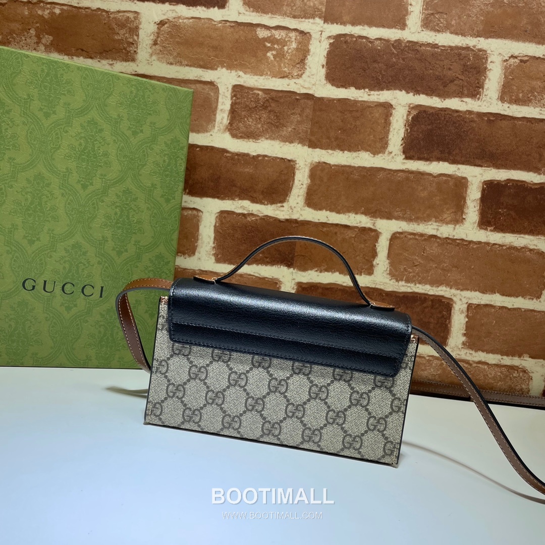 Gucci Padlock Mini GG Supreme Canvas Leather Brown Black Crossbody Bag 구찌 패드락 미니 652683 GG 수프림 캔버스 레더 브라운 블랙 크로스백 18cm 9