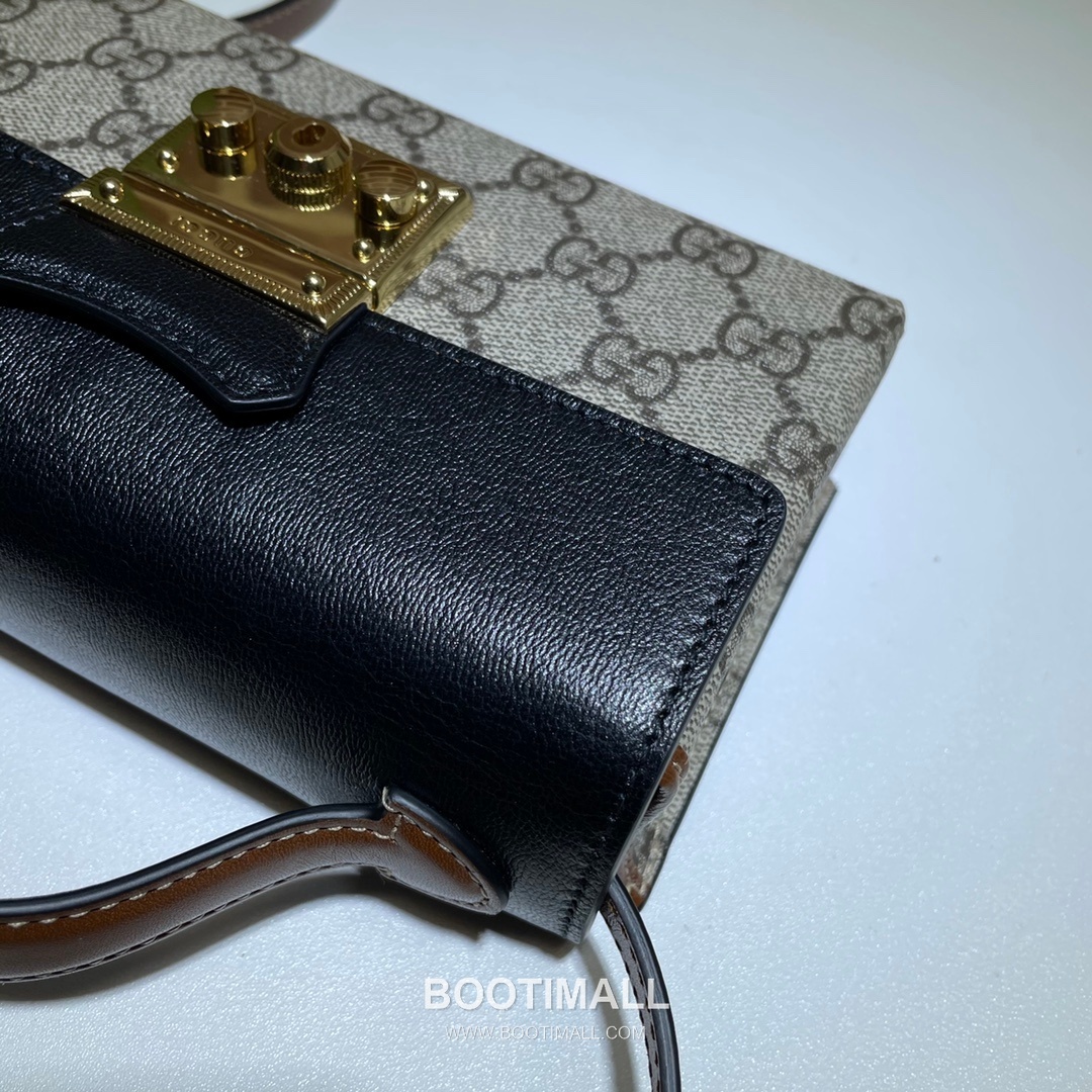 Gucci Padlock Mini GG Supreme Canvas Leather Brown Black Crossbody Bag 구찌 패드락 미니 652683 GG 수프림 캔버스 레더 브라운 블랙 크로스백 18cm 13