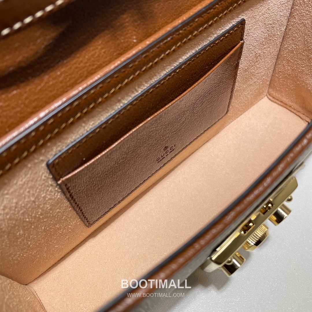 Gucci Padlock Mini GG Supreme Canvas Leather Brown Black Crossbody Bag 구찌 패드락 미니 652683 GG 수프림 캔버스 레더 브라운 블랙 크로스백 18cm 15