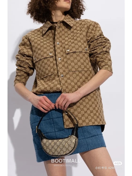 Gucci Moon Crescent GG Supreme Canvas Black Leather Shoulder Bag 구찌 문크레센트 774336 GG 수프림 캔버스 블랙 레더 숄더백 23cm 1