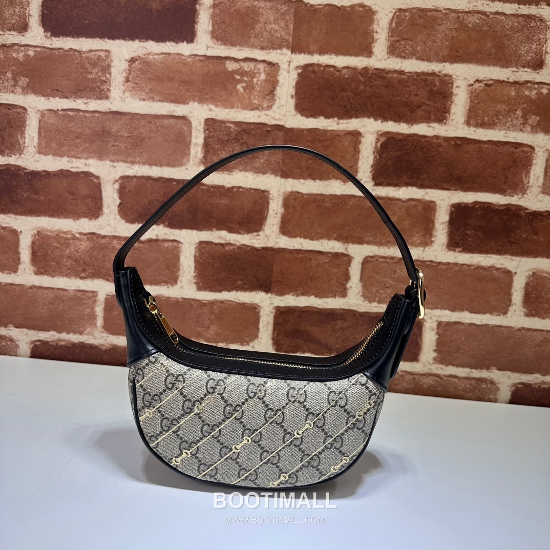 Gucci Moon Crescent GG Supreme Canvas Black Leather Shoulder Bag 구찌 문크레센트 774336 GG 수프림 캔버스 블랙 레더 숄더백 23cm 2