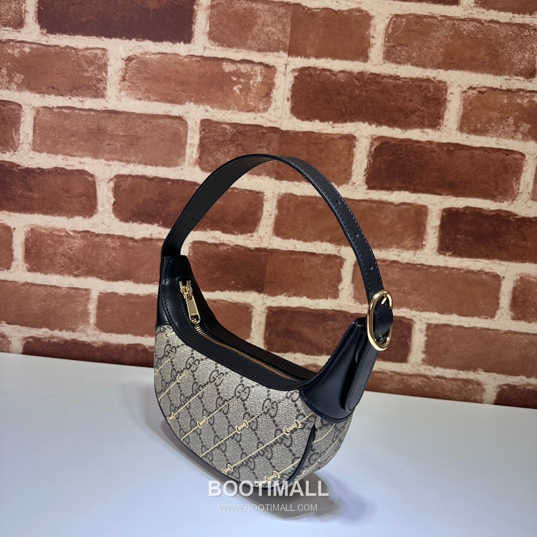 Gucci Moon Crescent GG Supreme Canvas Black Leather Shoulder Bag 구찌 문크레센트 774336 GG 수프림 캔버스 블랙 레더 숄더백 23cm 3