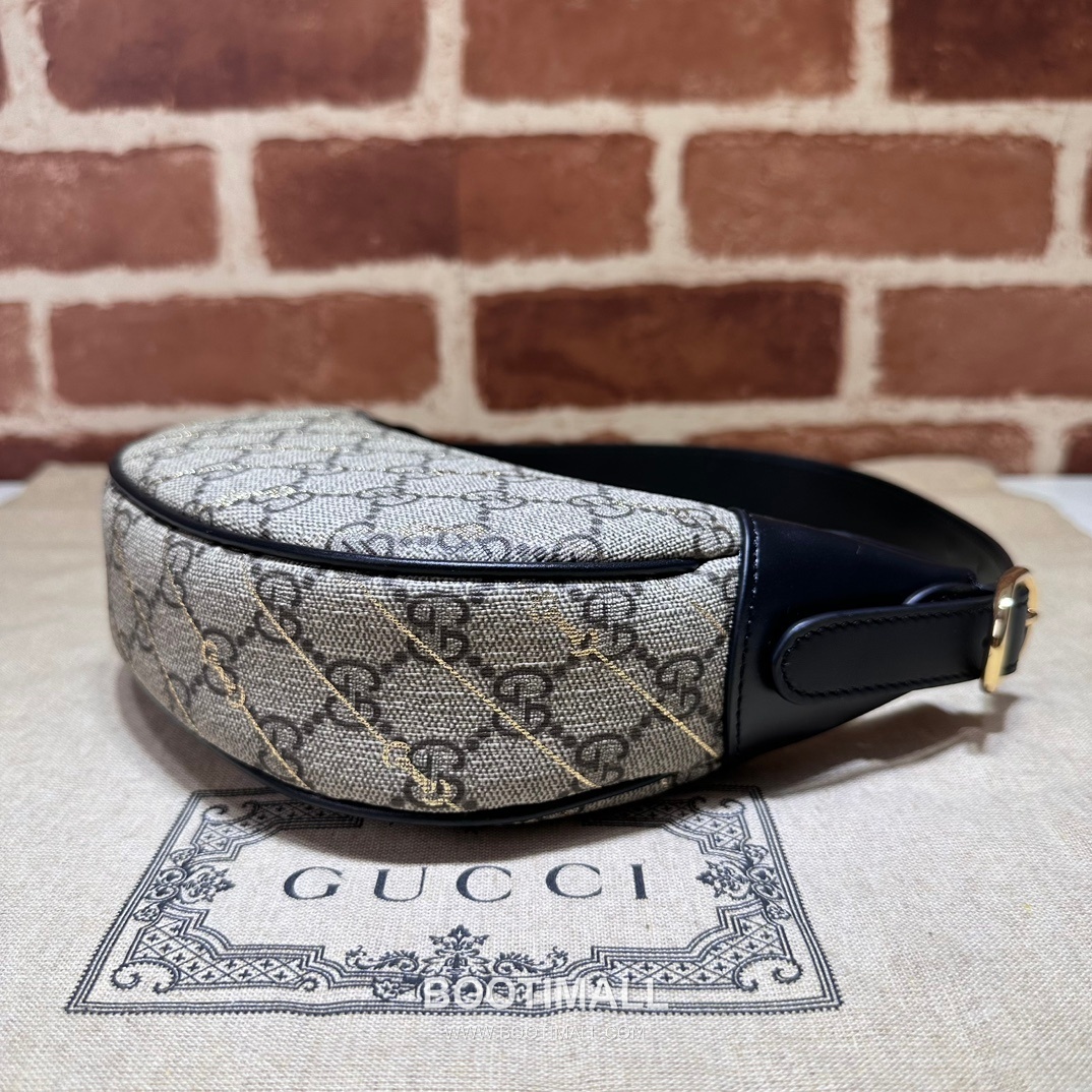 Gucci Moon Crescent GG Supreme Canvas Black Leather Shoulder Bag 구찌 문크레센트 774336 GG 수프림 캔버스 블랙 레더 숄더백 23cm 5