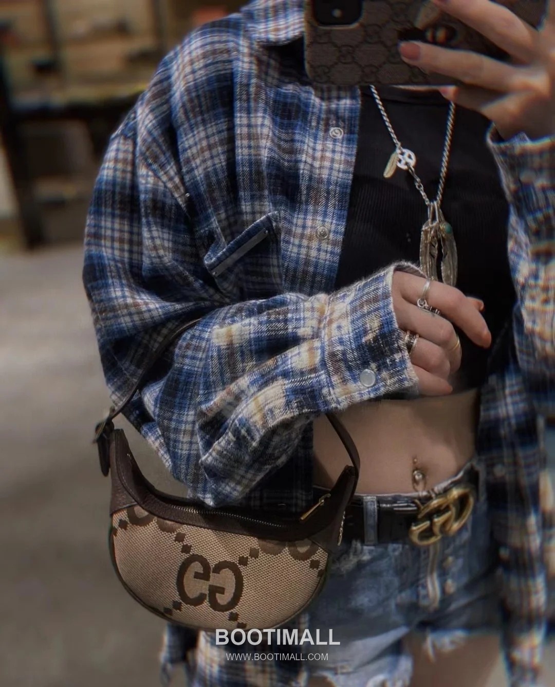 Gucci GG Monogram Canvas Leather Hobo Bag 구찌 658551 GG 모노그램 캔버스 레더 호보백 24cm 2