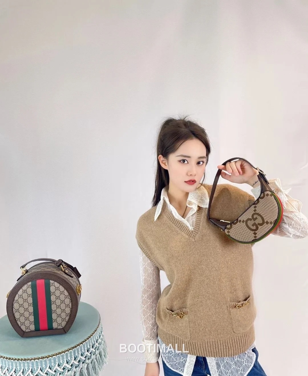 Gucci GG Monogram Canvas Leather Hobo Bag 구찌 658551 GG 모노그램 캔버스 레더 호보백 24cm 4