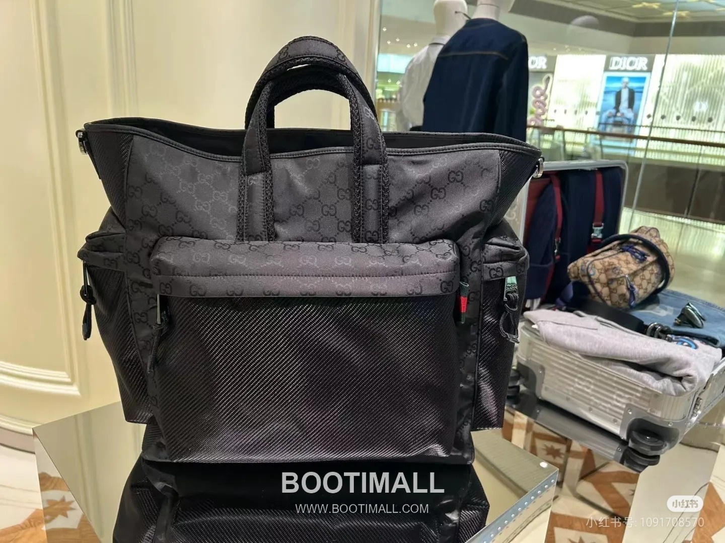 Gucci GG Nylon Black Waterproof Tote Bag 구찌 818962 GG 나일론 블랙 방수 토트백 37cm 2