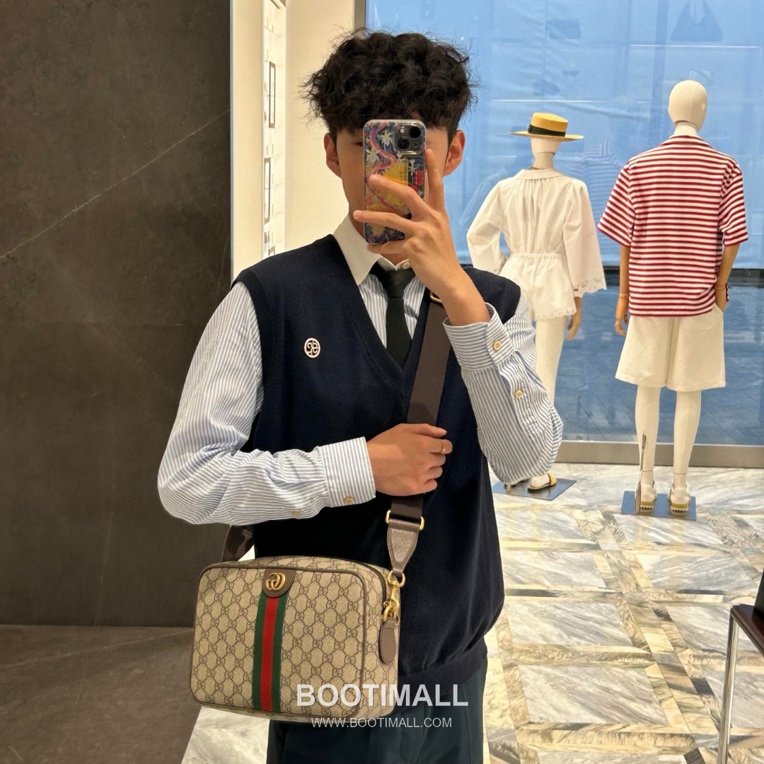 Gucci Ophidia GG Supreme Canvas Camera Bag Brown Crossbody Bag 구찌 오피디아 834468 GG 수프림 캔버스 카메라백 브라운 크로스백 24cm 1