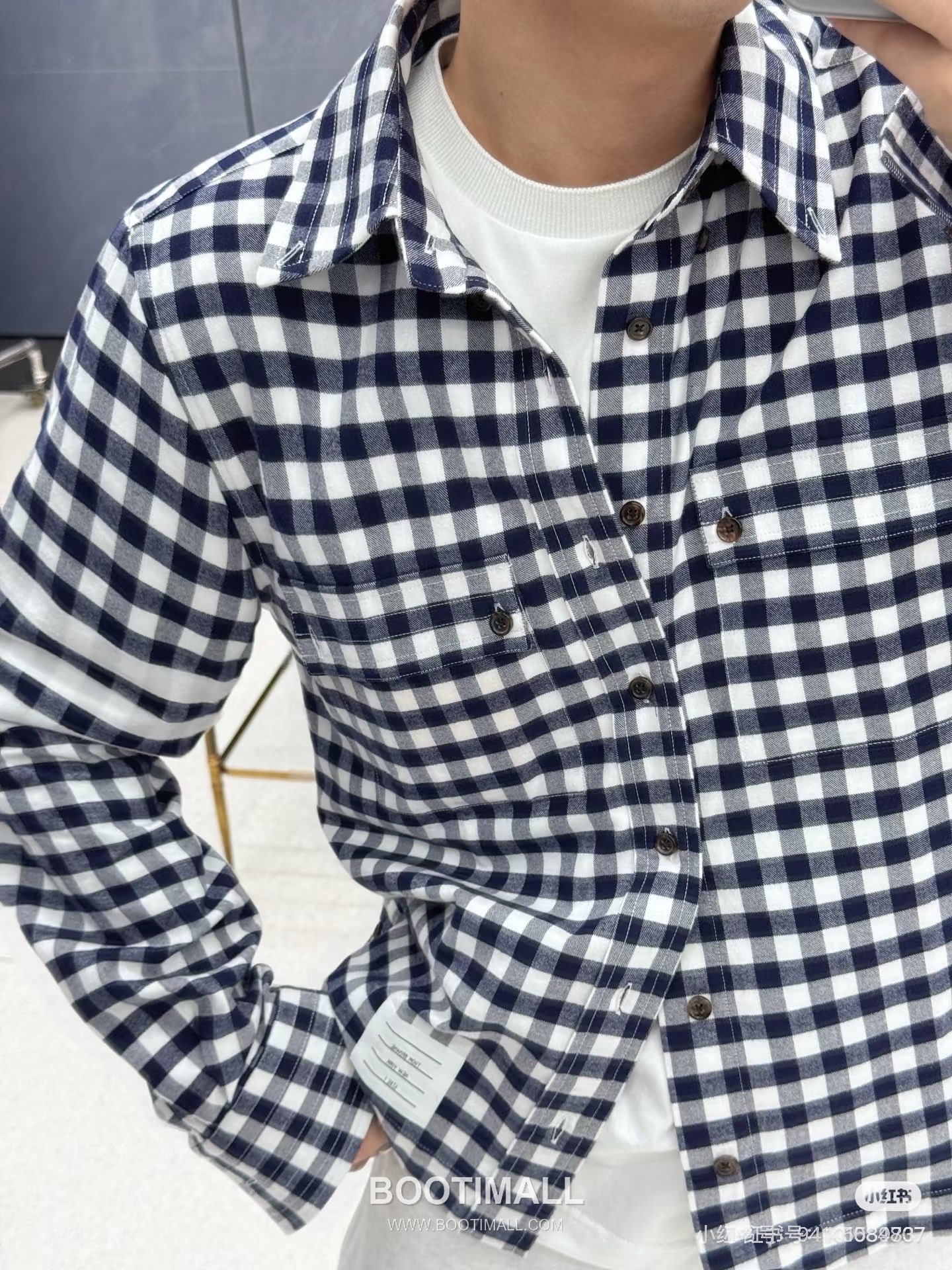 Gingham Check Shirt White Black 깅엄 체크 셔츠 화이트 블랙 셔츠 5