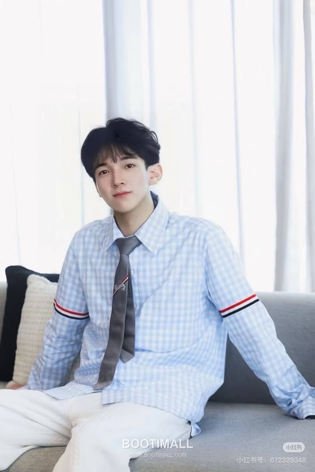 Thom Browne Gingham Check Tricolor Armband Oxford Shirt Blue 톰브라운 깅엄 체크 트리컬러 완장 옥스포드 셔츠 블루 5