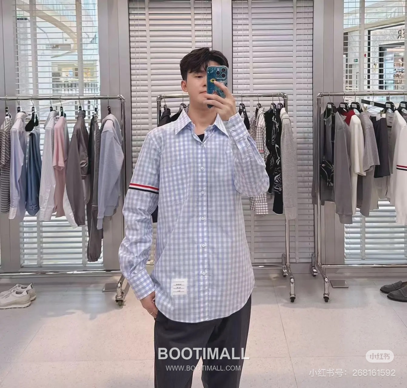 Thom Browne Gingham Check Tricolor Armband Oxford Shirt Blue 톰브라운 깅엄 체크 트리컬러 완장 옥스포드 셔츠 블루 8