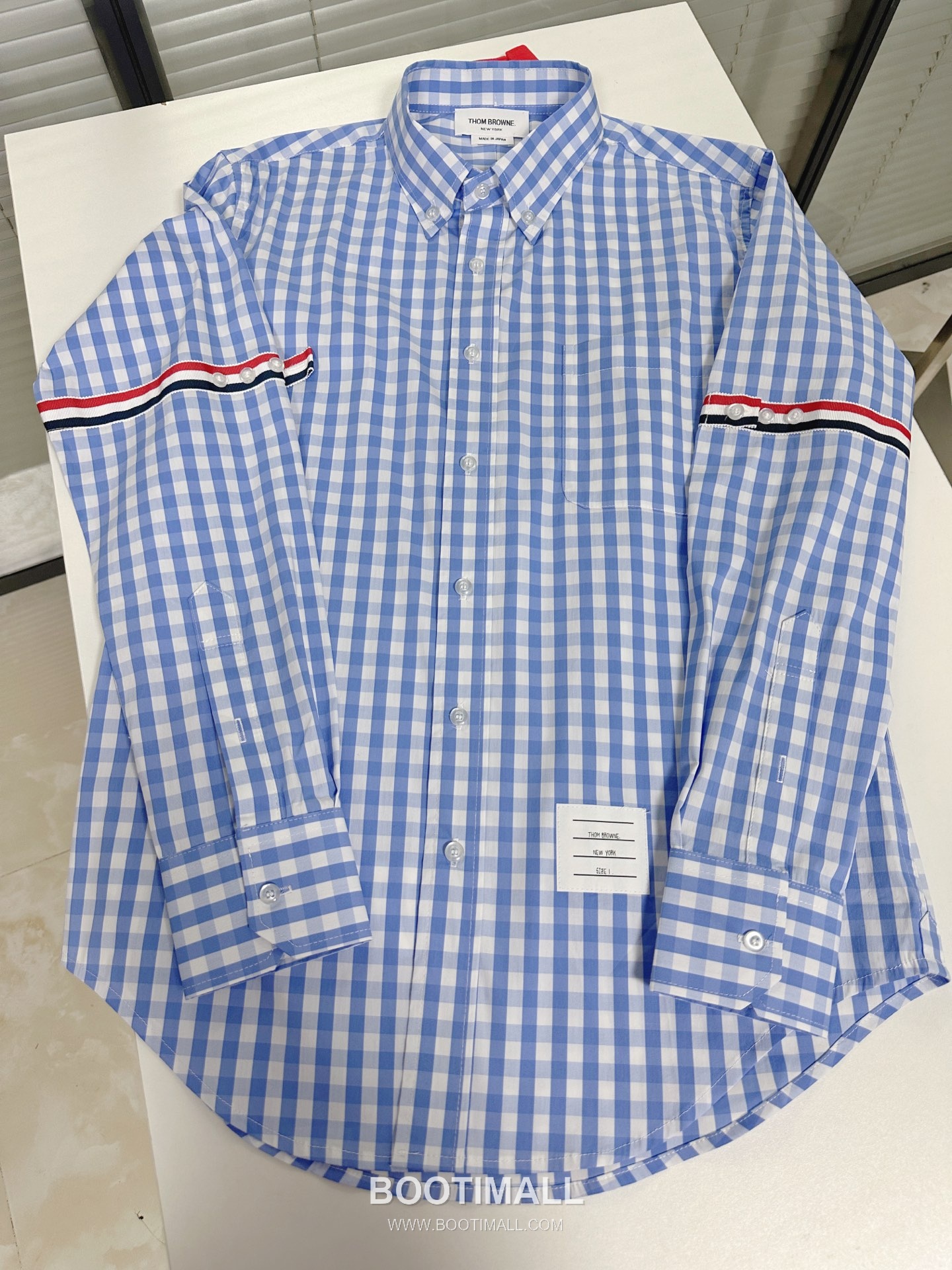 Thom Browne Gingham Check Tricolor Armband Oxford Shirt Blue 톰브라운 깅엄 체크 트리컬러 완장 옥스포드 셔츠 블루 19