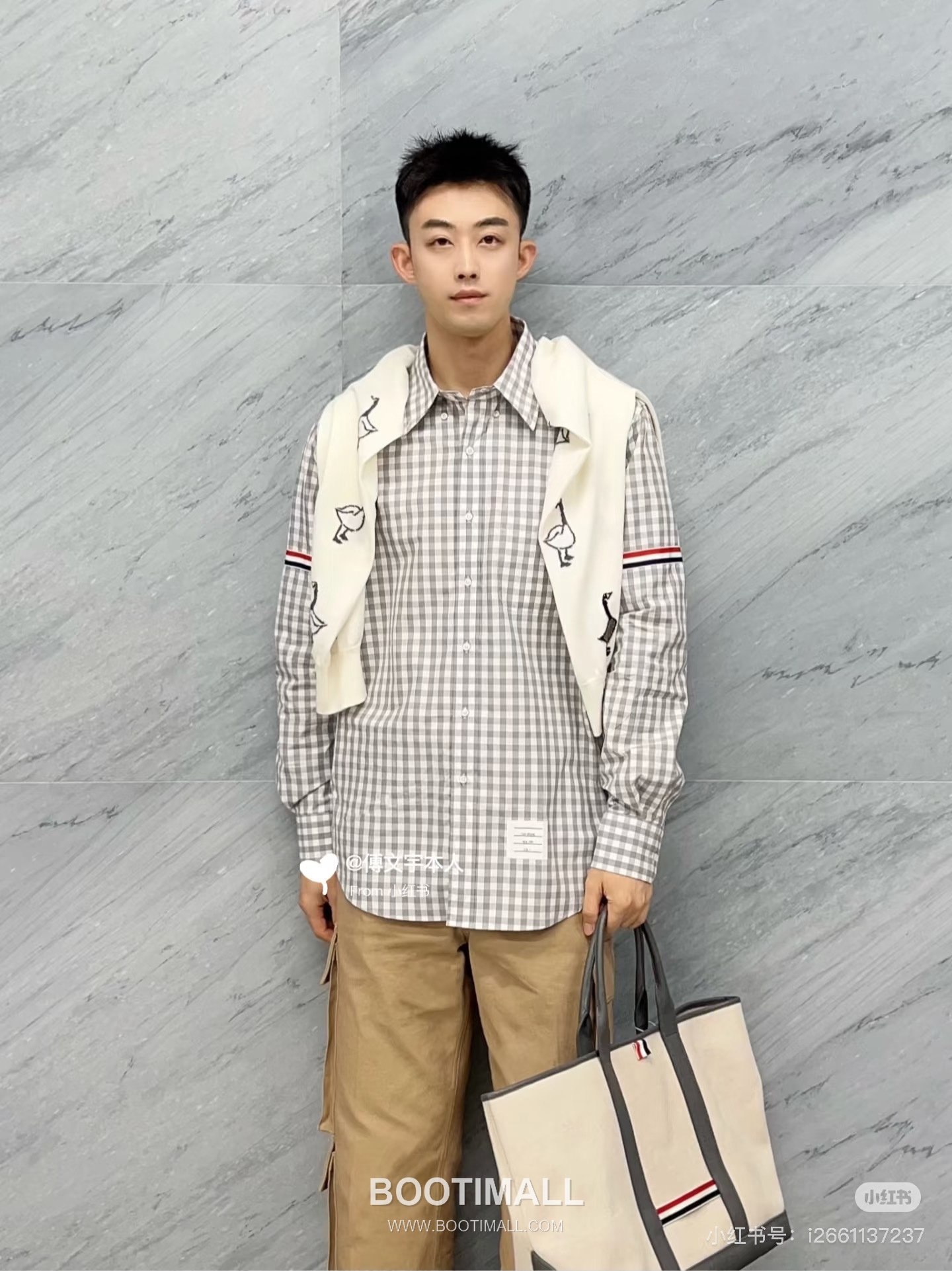 Thom Browne Tricolor Stripe Check Cotton Shirt Grey White 톰브라운 트라이컬러 스트라이프 체크 코튼 셔츠 그레이 화이트 3