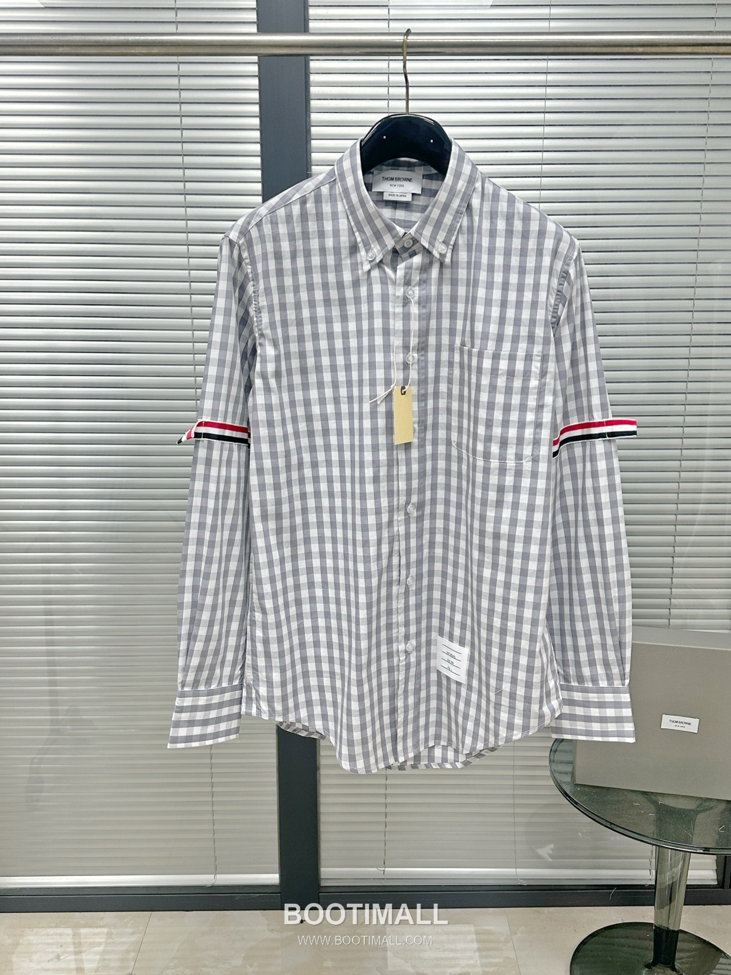 Thom Browne Tricolor Stripe Check Cotton Shirt Grey White 톰브라운 트라이컬러 스트라이프 체크 코튼 셔츠 그레이 화이트 8