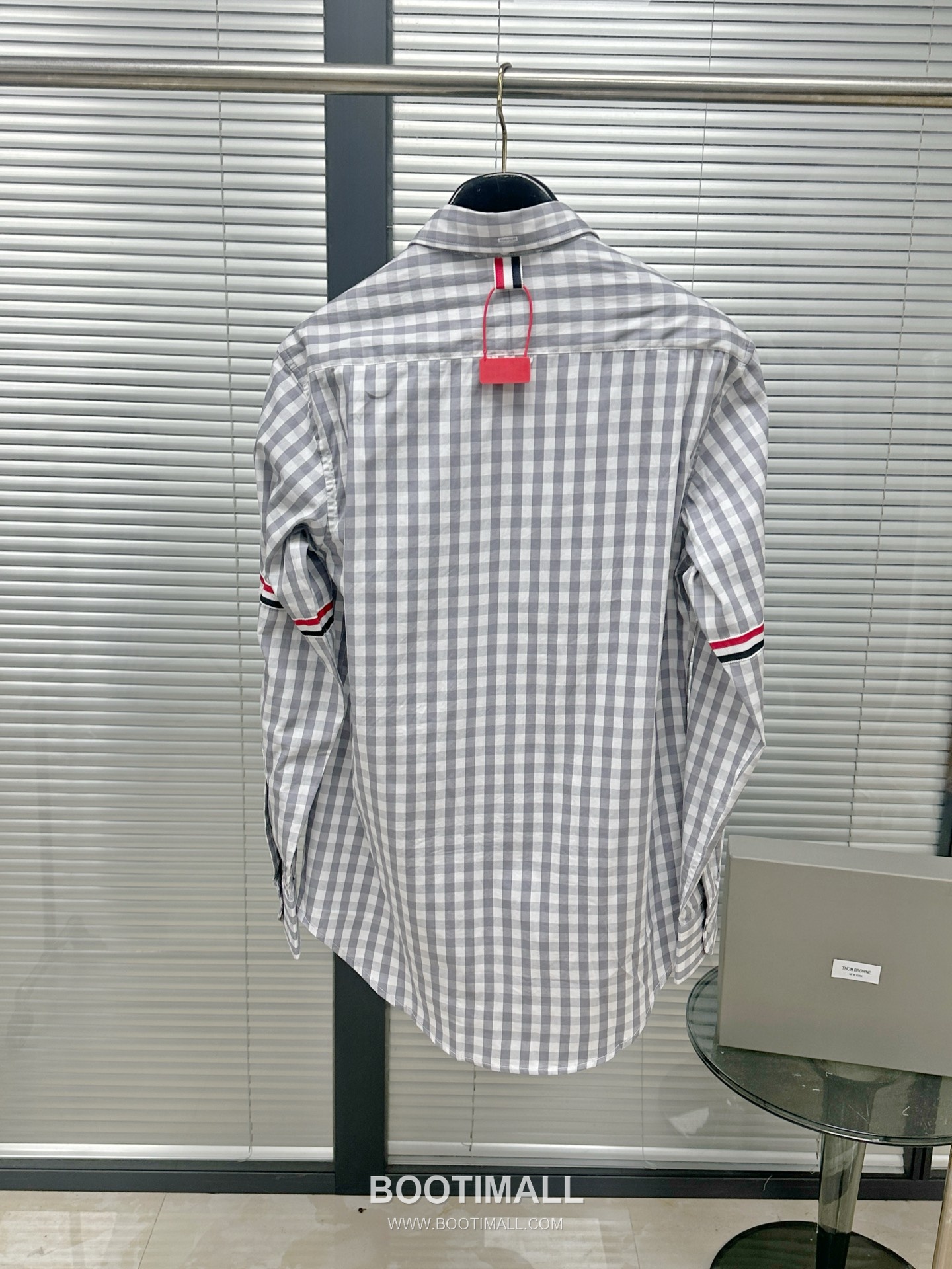 Thom Browne Tricolor Stripe Check Cotton Shirt Grey White 톰브라운 트라이컬러 스트라이프 체크 코튼 셔츠 그레이 화이트 9