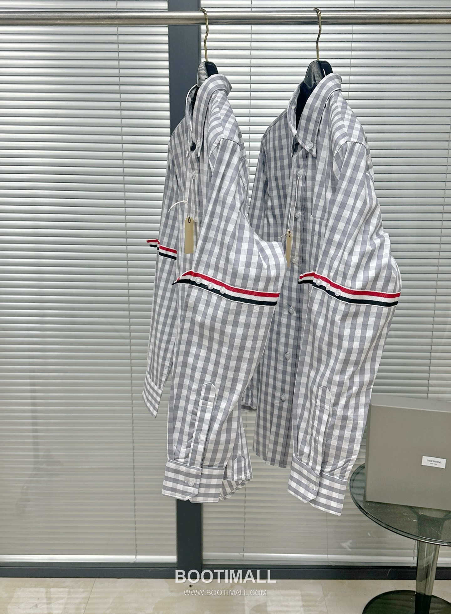 Thom Browne Tricolor Stripe Check Cotton Shirt Grey White 톰브라운 트라이컬러 스트라이프 체크 코튼 셔츠 그레이 화이트 10