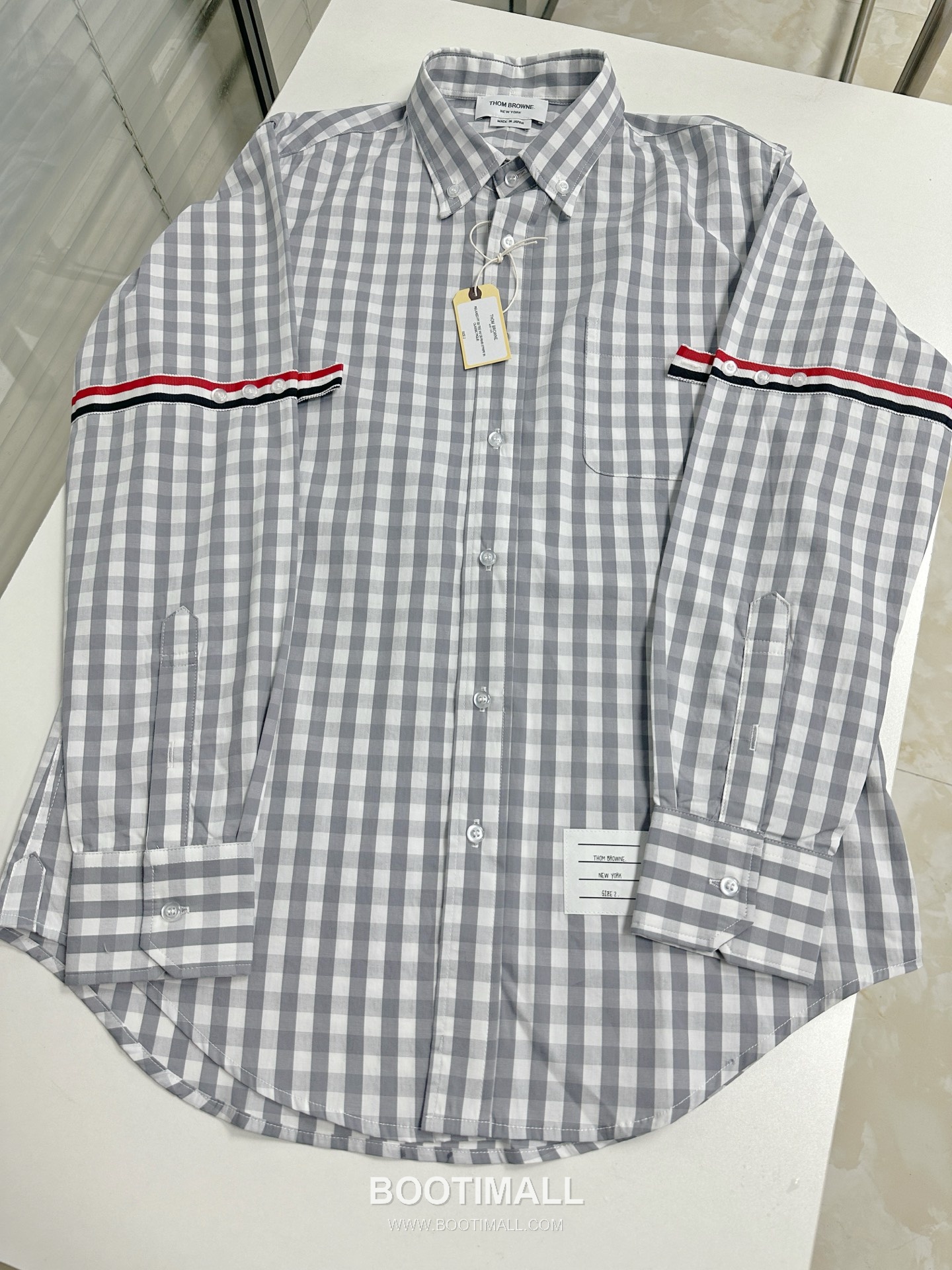 Thom Browne Tricolor Stripe Check Cotton Shirt Grey White 톰브라운 트라이컬러 스트라이프 체크 코튼 셔츠 그레이 화이트 12