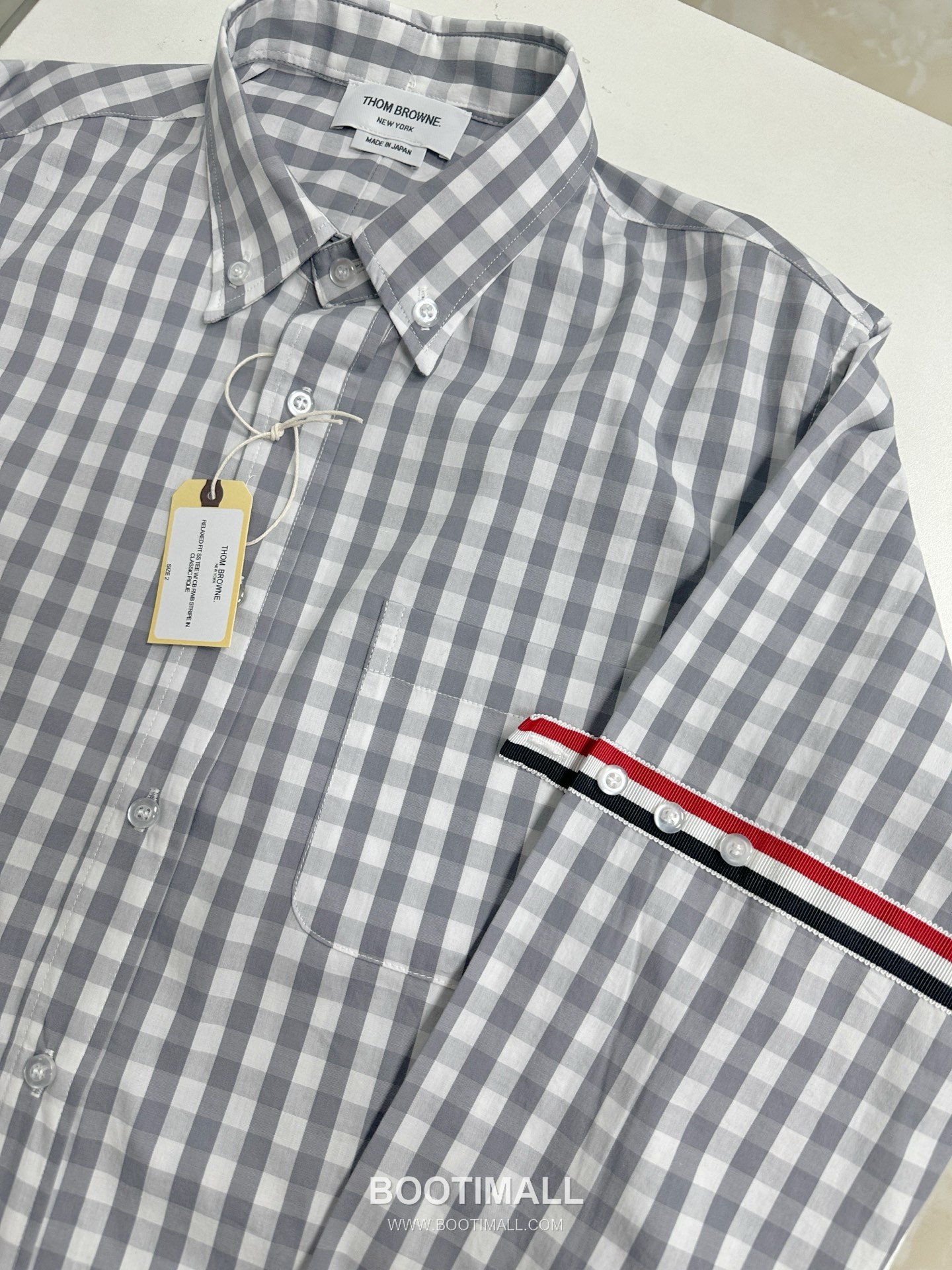 Thom Browne Tricolor Stripe Check Cotton Shirt Grey White 톰브라운 트라이컬러 스트라이프 체크 코튼 셔츠 그레이 화이트 13