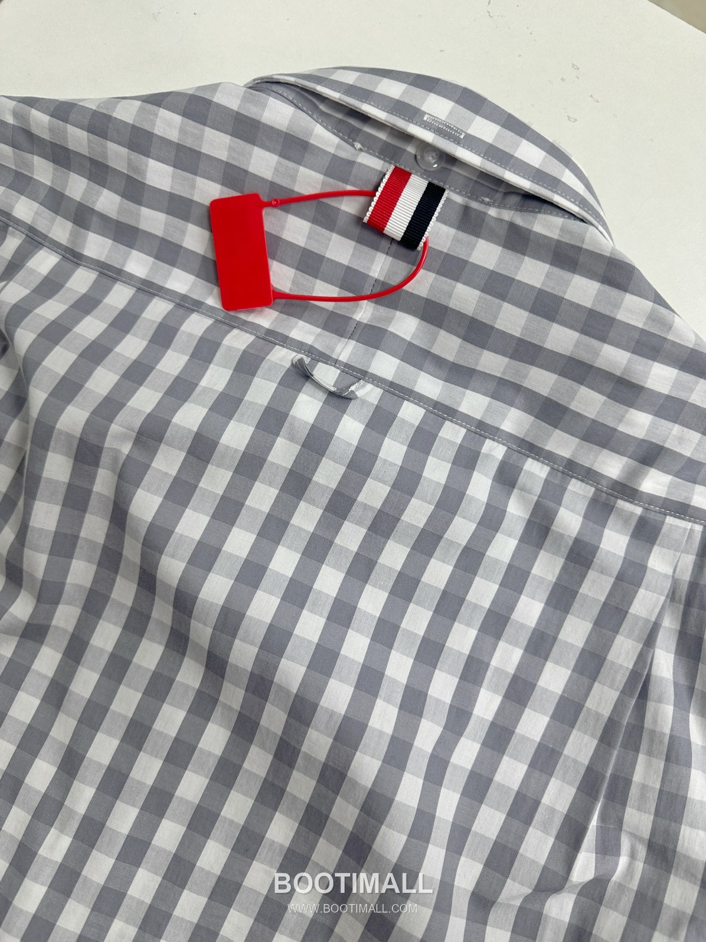 Thom Browne Tricolor Stripe Check Cotton Shirt Grey White 톰브라운 트라이컬러 스트라이프 체크 코튼 셔츠 그레이 화이트 14