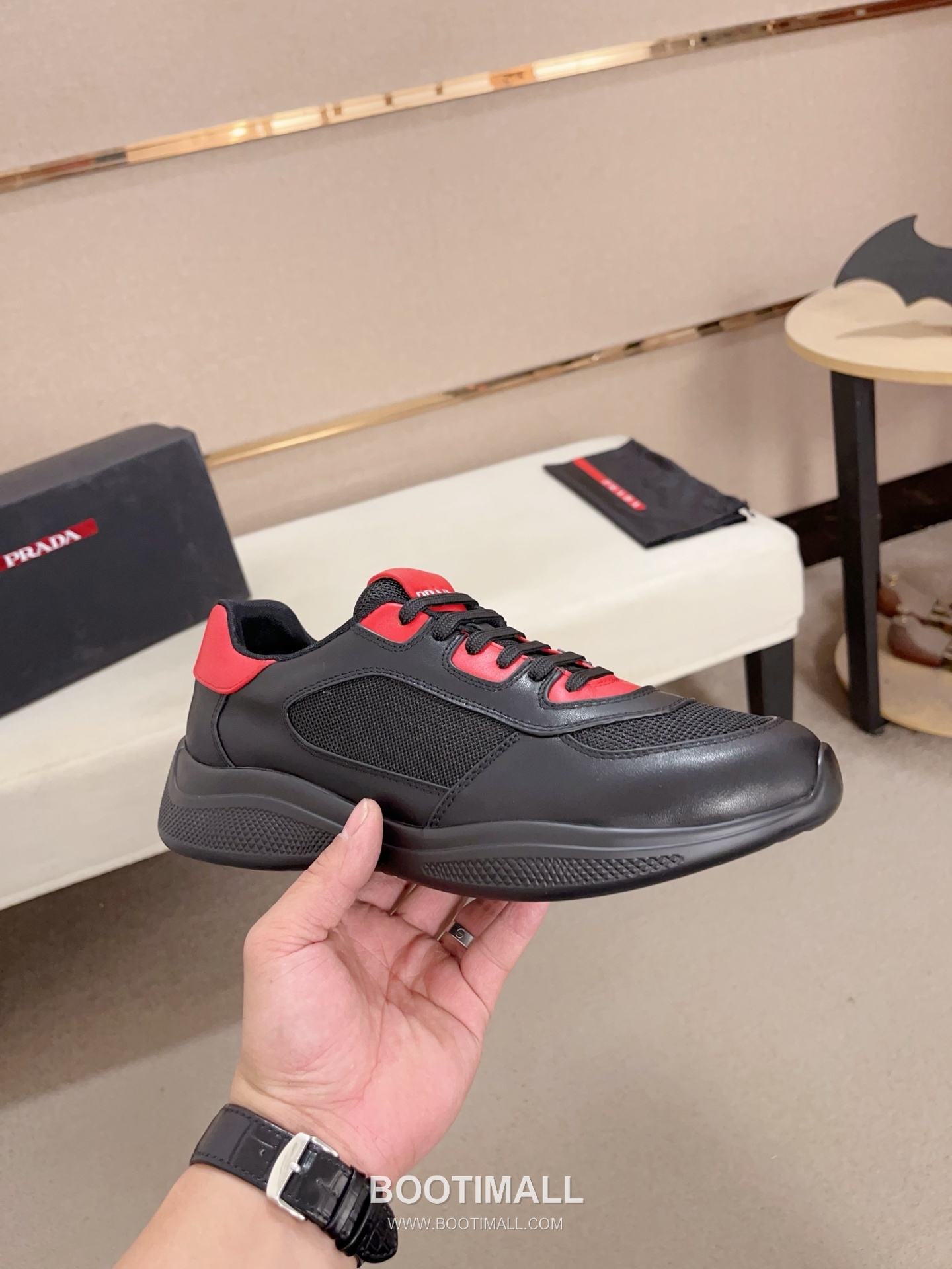 Prada Tech Fabric Drip Glue Process Leather Lined Rubber Sole Sneakers 프라다 테크 패브릭 드립 글루 공법 레더 라이닝 러버 솔 스니커즈 4