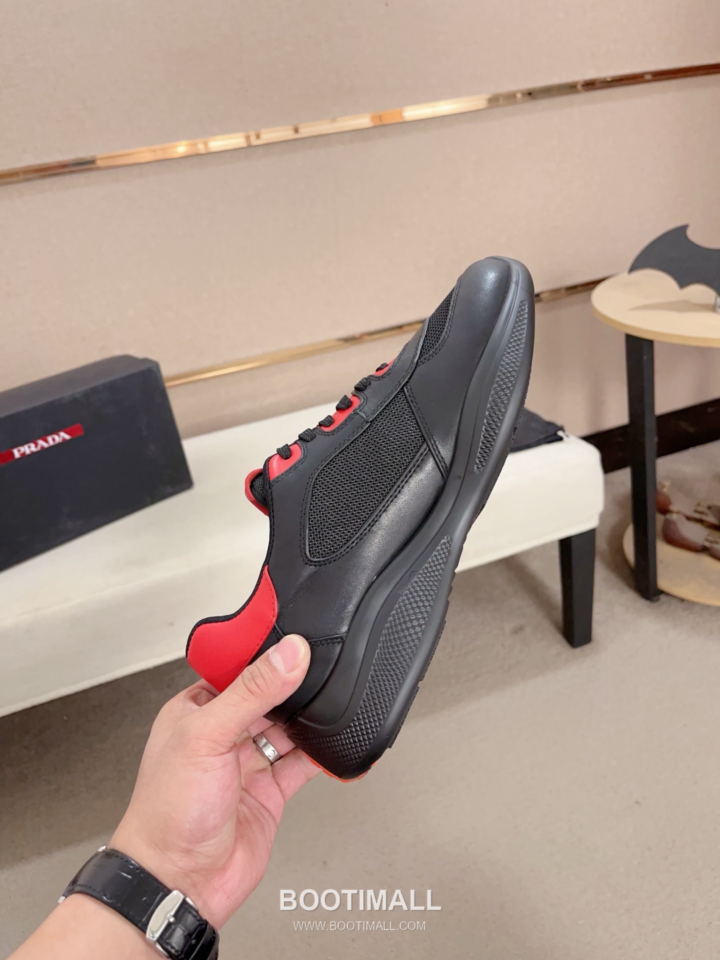 Prada Tech Fabric Drip Glue Process Leather Lined Rubber Sole Sneakers 프라다 테크 패브릭 드립 글루 공법 레더 라이닝 러버 솔 스니커즈 5