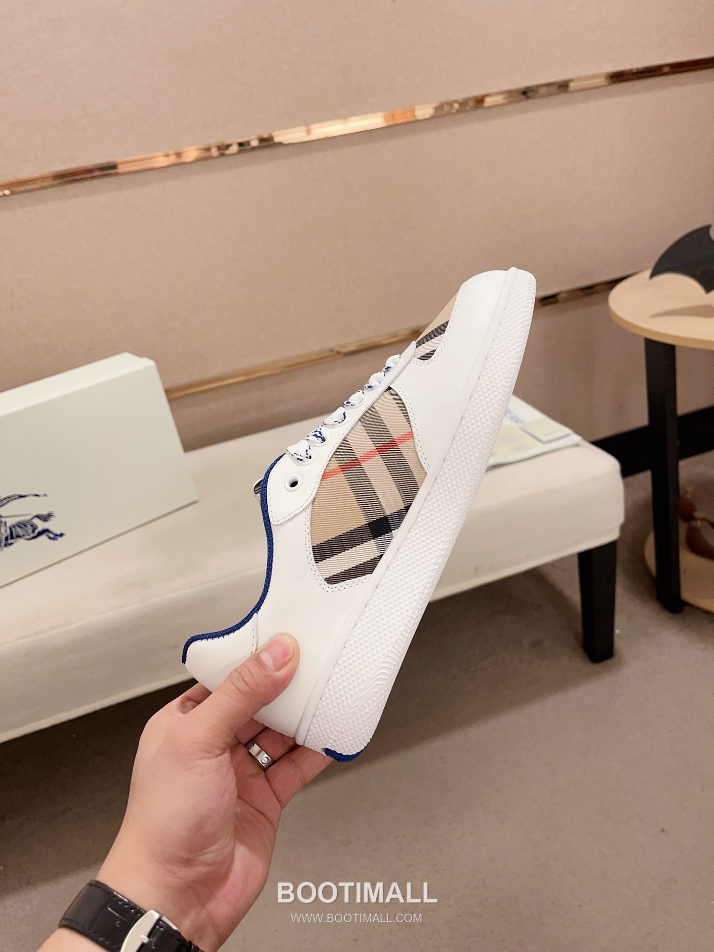 Burberry Vintage Check Cotton Calfskin Leather Low-Top Sneakers 버버리 빈티지 체크 코튼 송아지 가죽 로우탑 스니커즈 5