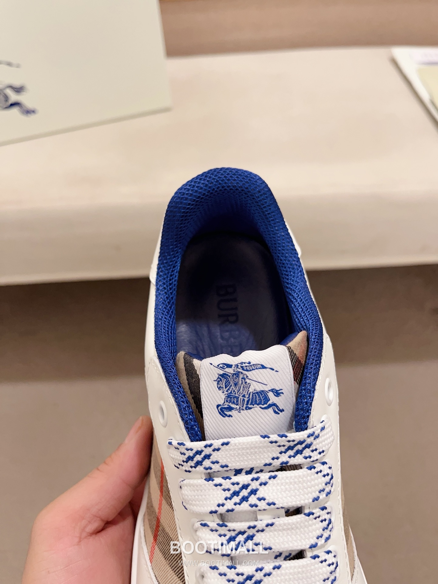 Burberry Vintage Check Cotton Calfskin Leather Low-Top Sneakers 버버리 빈티지 체크 코튼 송아지 가죽 로우탑 스니커즈 6