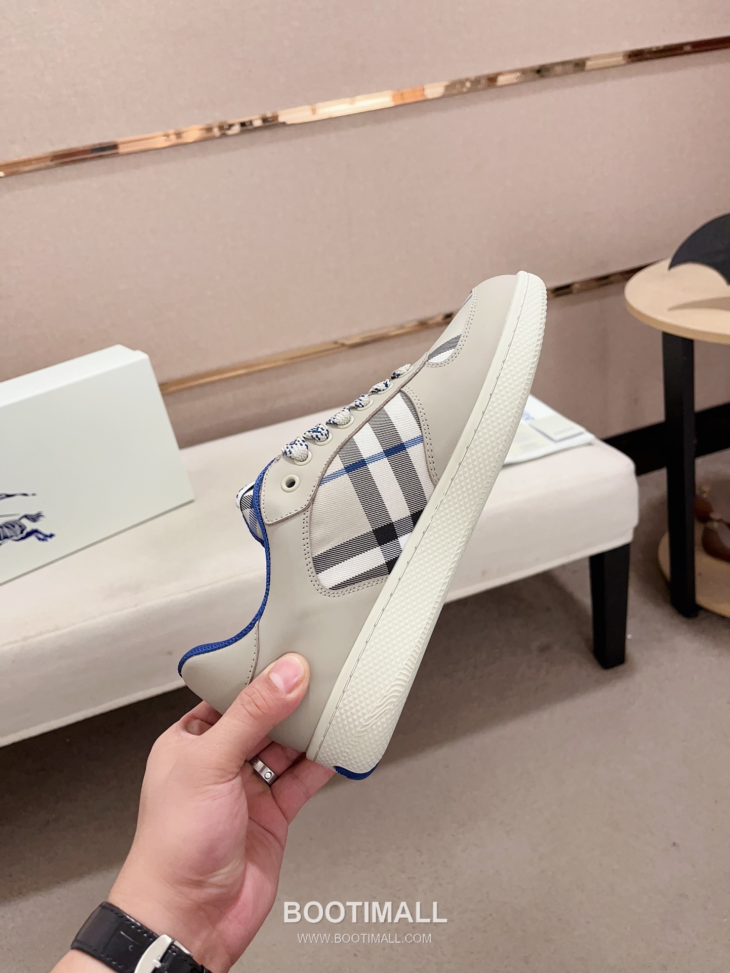 Burberry Vintage Check Cotton Calfskin Leather Low-Top Sneakers 버버리 빈티지 체크 코튼 송아지 가죽 로우탑 스니커즈 5