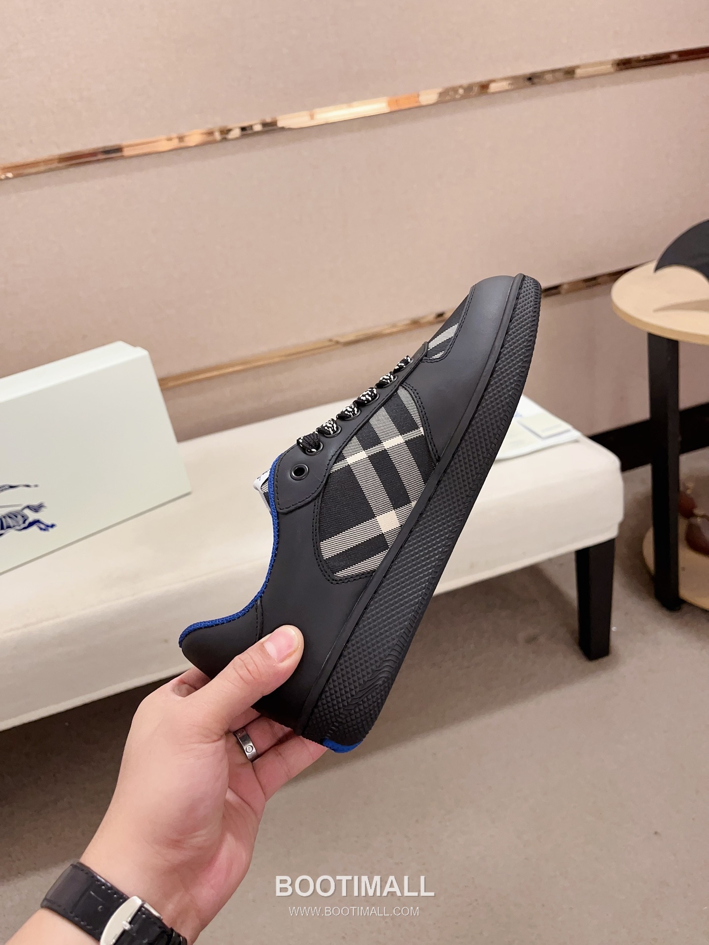 Burberry Vintage Check Cotton Calfskin Leather Low-Top Sneakers 버버리 빈티지 체크 코튼 송아지 가죽 로우탑 스니커즈 5