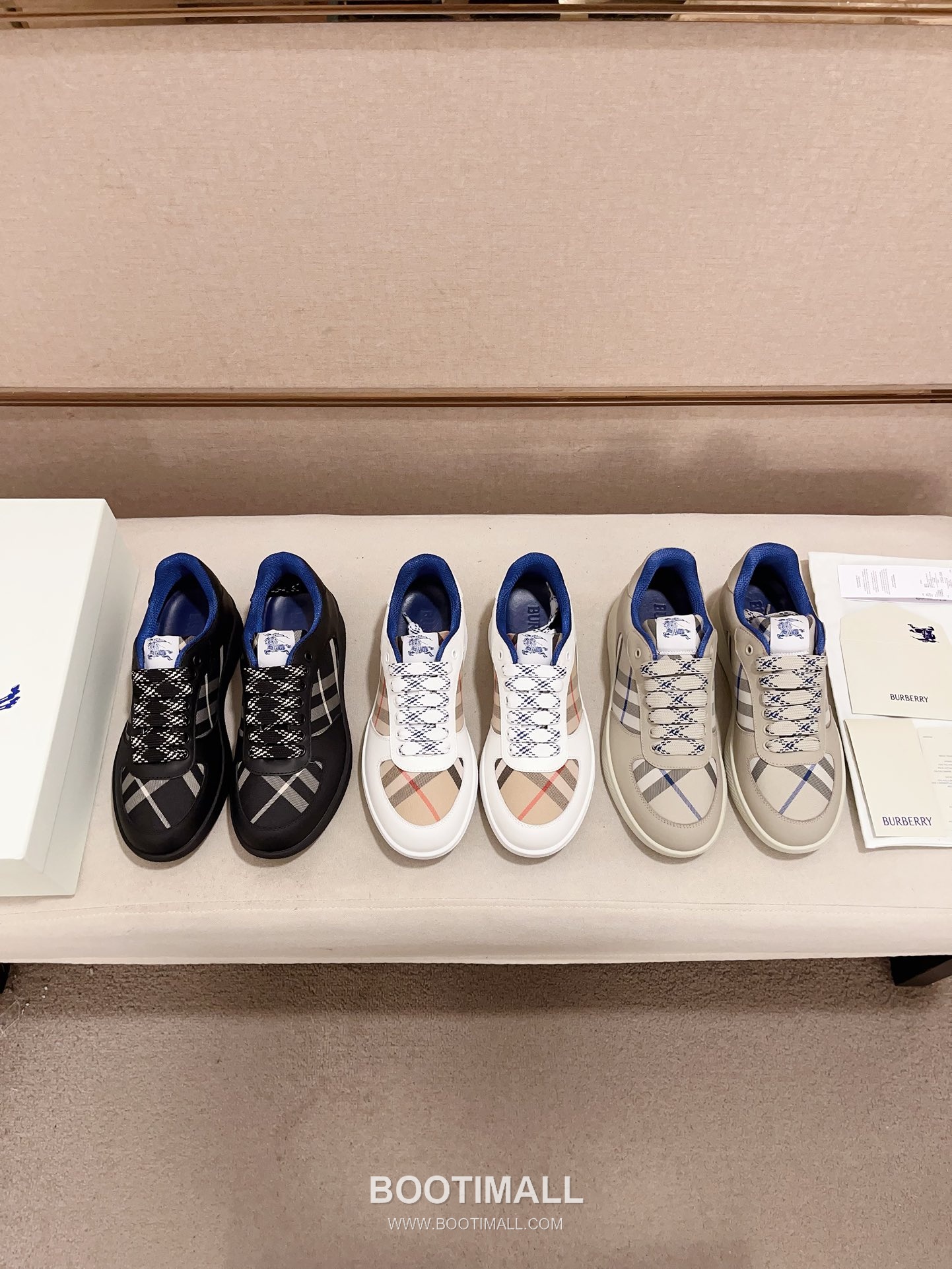 Burberry Vintage Check Cotton Calfskin Leather Low-Top Sneakers 버버리 빈티지 체크 코튼 송아지 가죽 로우탑 스니커즈 10