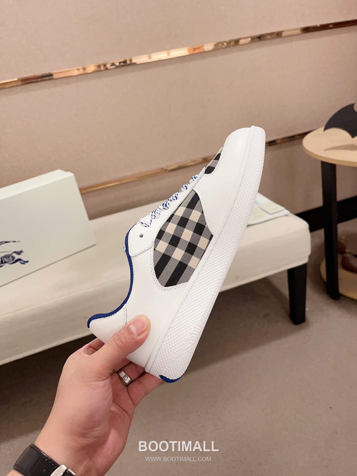 Burberry Vintage Check Cotton Calfskin Leather Low-Top Sneakers 버버리 빈티지 체크 코튼 송아지 가죽 로우탑 스니커즈 5