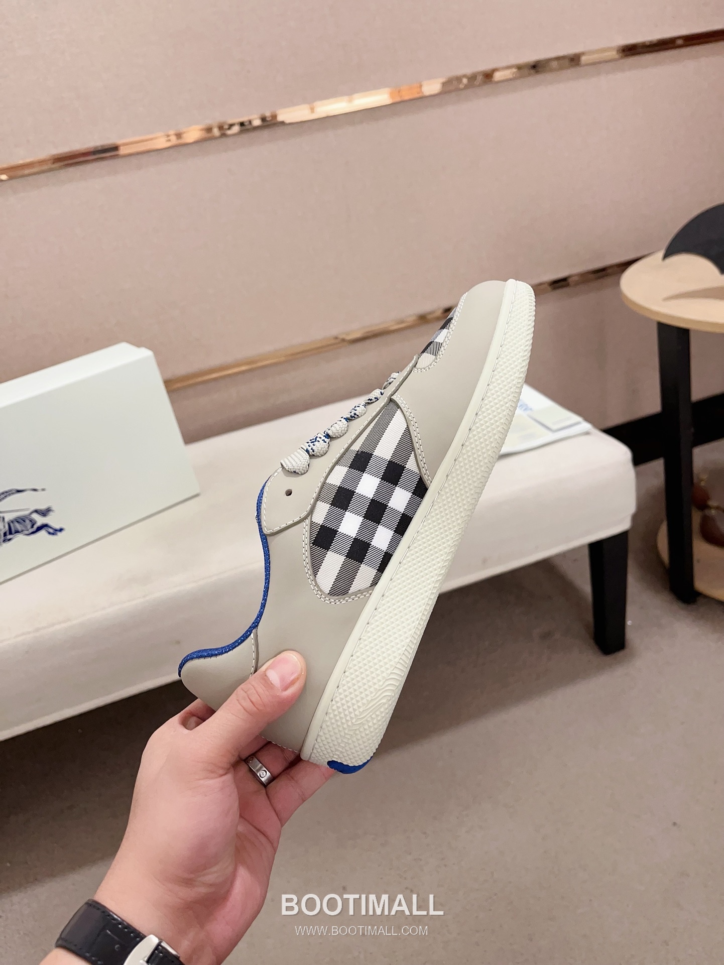 Burberry Vintage Check Cotton Calfskin Leather Low-Top Sneakers 버버리 빈티지 체크 코튼 송아지 가죽 로우탑 스니커즈 5