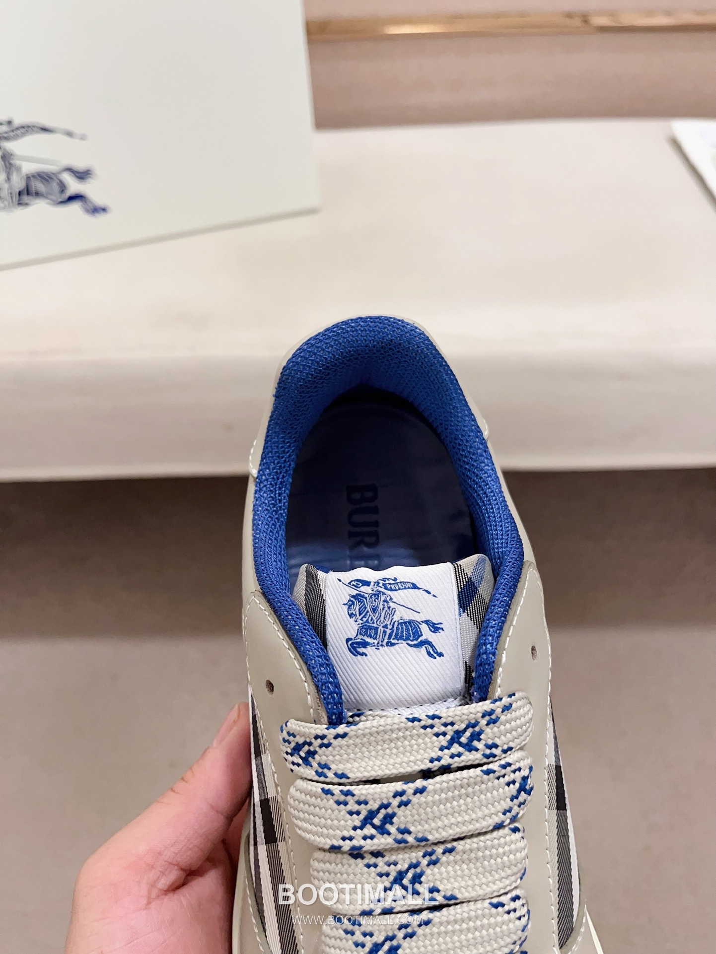 Burberry Vintage Check Cotton Calfskin Leather Low-Top Sneakers 버버리 빈티지 체크 코튼 송아지 가죽 로우탑 스니커즈 6