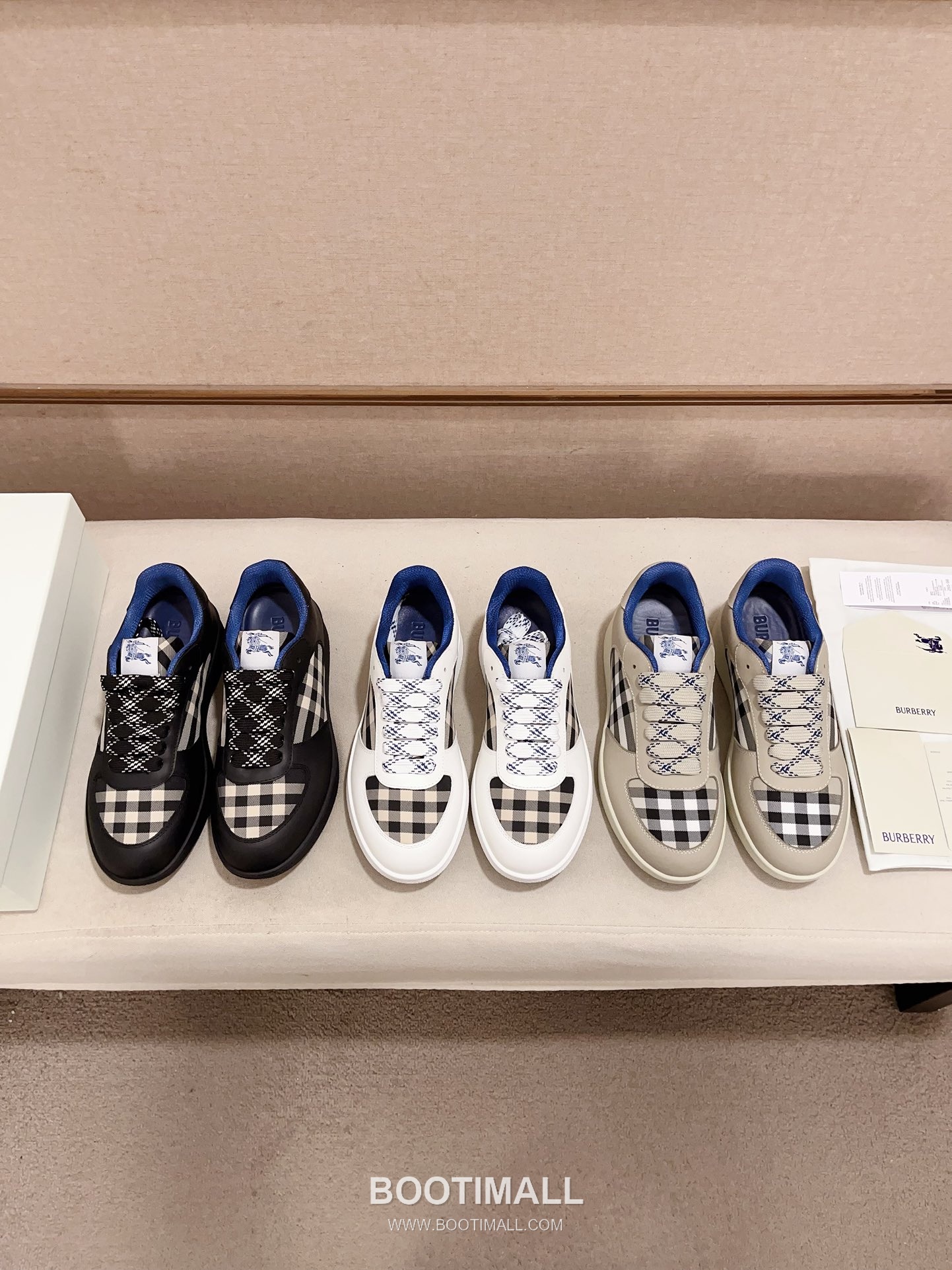 Burberry Vintage Check Cotton Calfskin Leather Low-Top Sneakers 버버리 빈티지 체크 코튼 송아지 가죽 로우탑 스니커즈 10